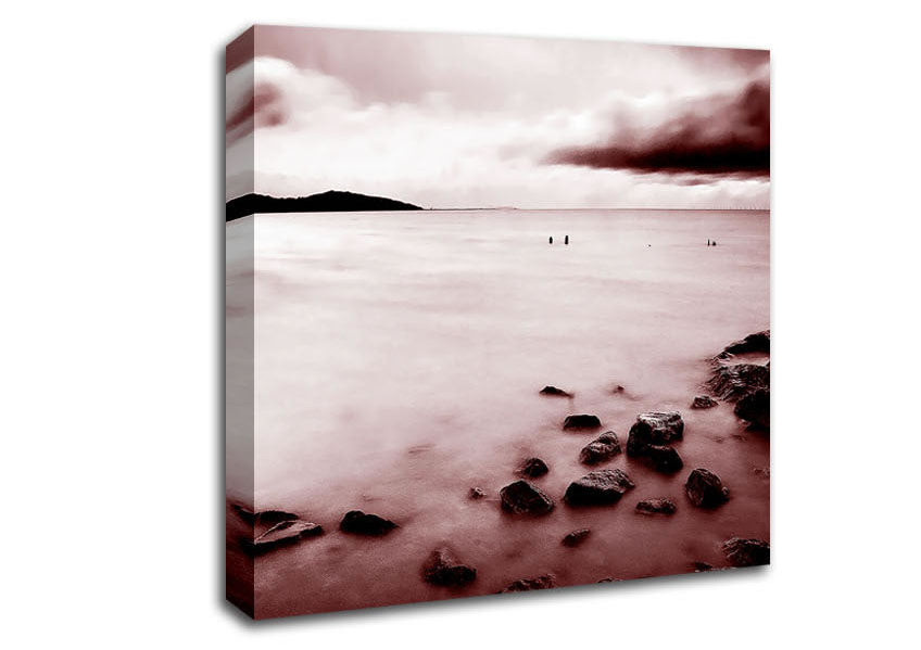 Misty Calm Ocean Rocks Canvas Wall Art