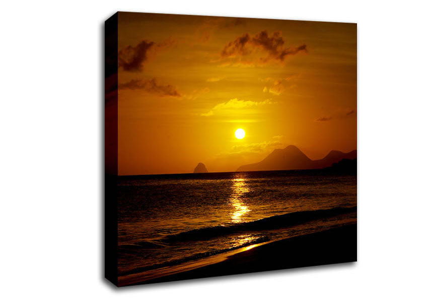 Caramel Ocean Sunset Canvas Wall Art