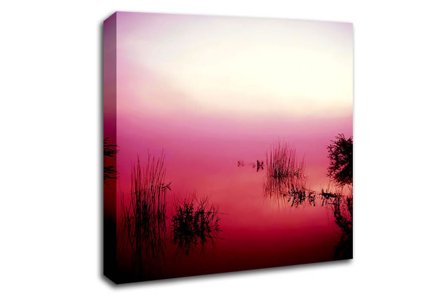 Pink Misty Lake Canvas Wall Art