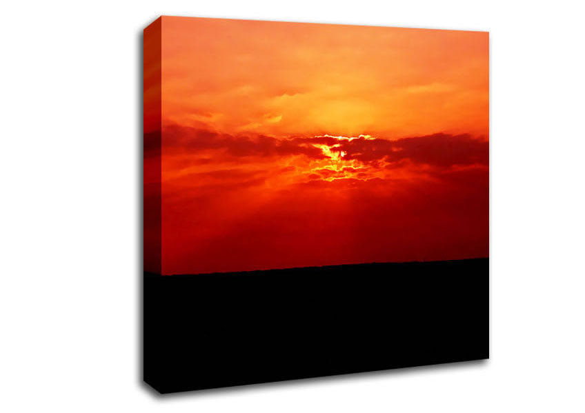 Red Sunbeams Over The Black Ocean Canvas Wall Art