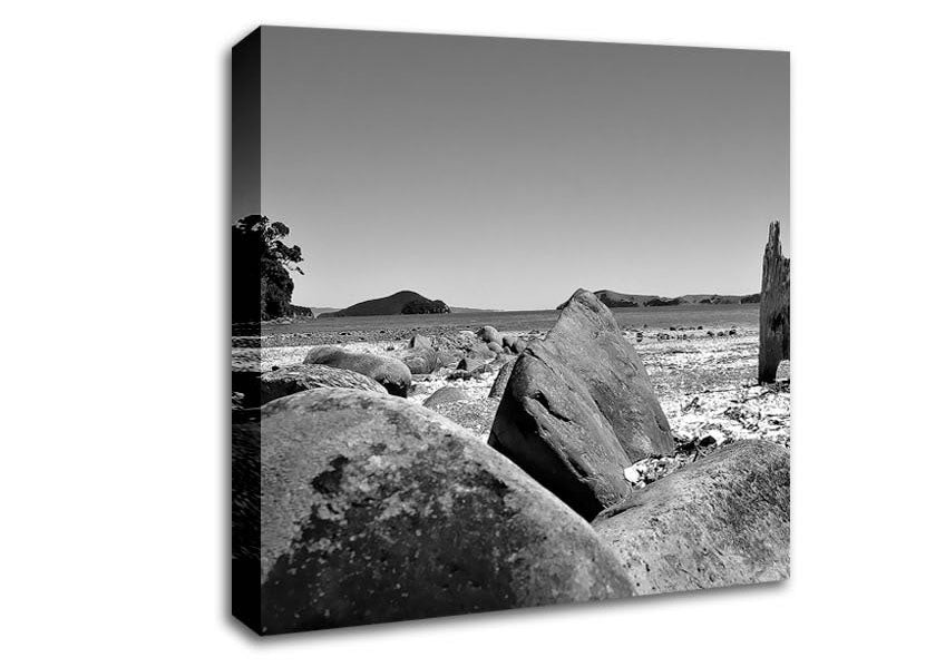 Bolders Of The Seas B n W Canvas Wall Art