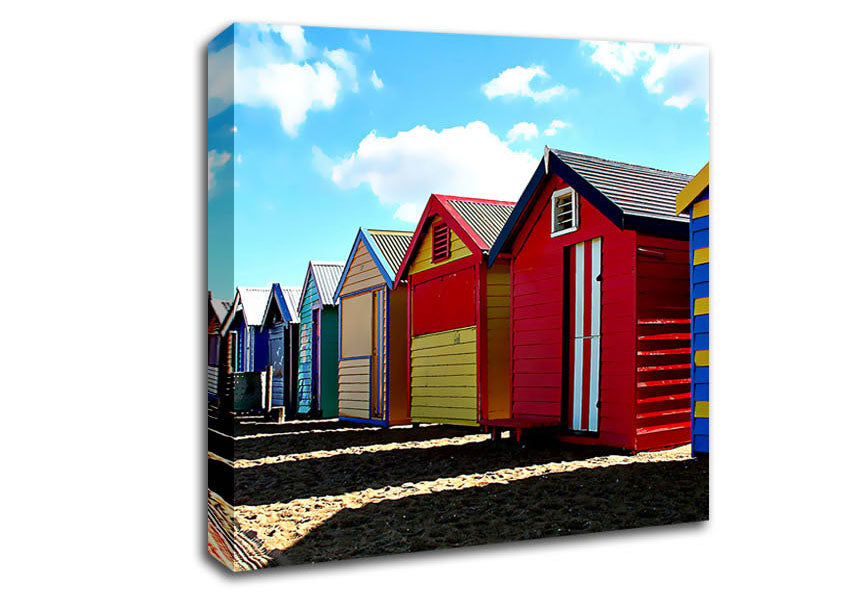 Colourful Beach Huts Canvas Wall Art