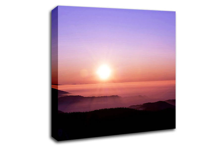 Mountain Fog At Sunset Canvas Wall Art