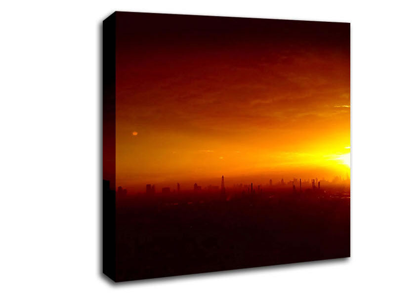 Sunset Over The City Canvas Wall Art