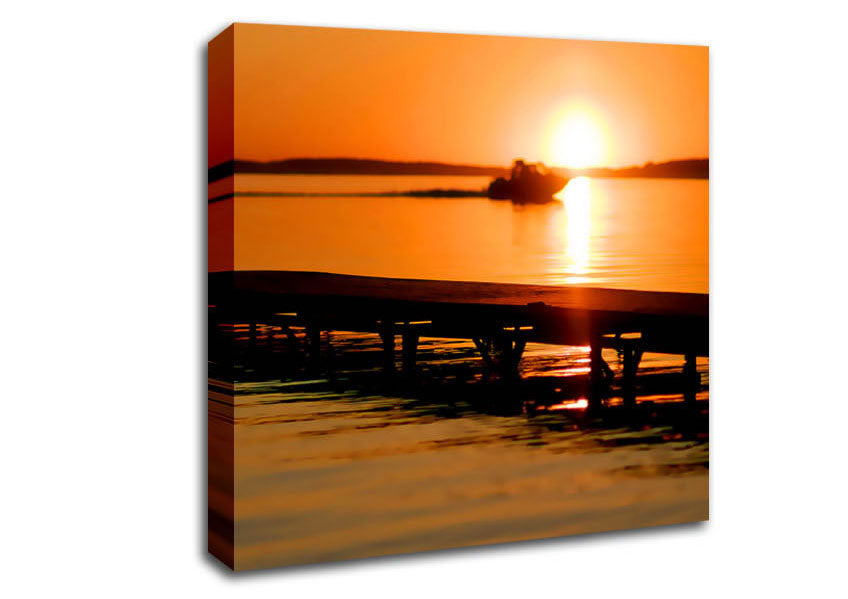 Peach Sunset Jetty Canvas Wall Art
