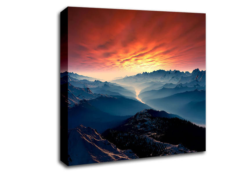 Stunning Snow Peaked Mountains At First Light Canvas Wall Art