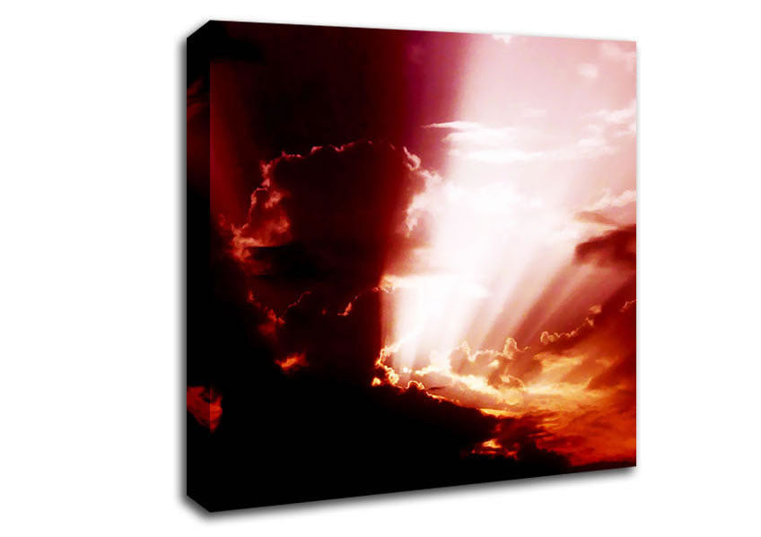 Sun Through The Clouds Red Canvas Wall Art