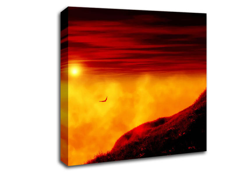 Red Sky Above The Clouds Canvas Wall Art