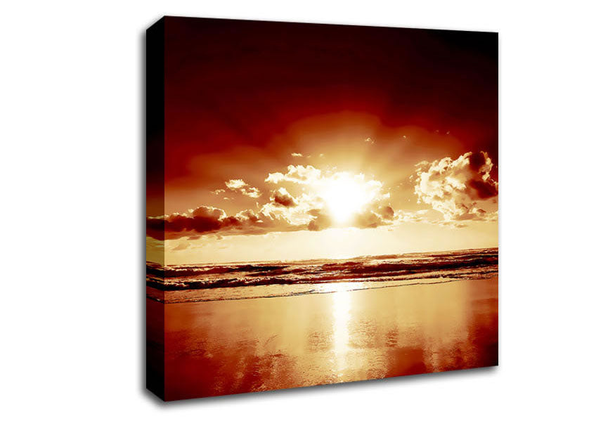 Peach Ocean Sunrise Canvas Wall Art