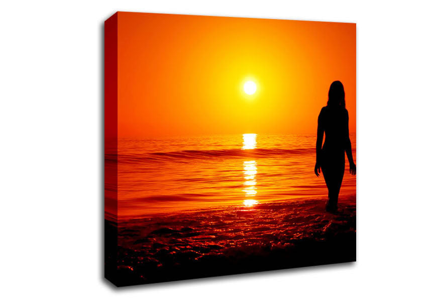 The Goddess Of The Orange Ocean Sun Canvas Wall Art