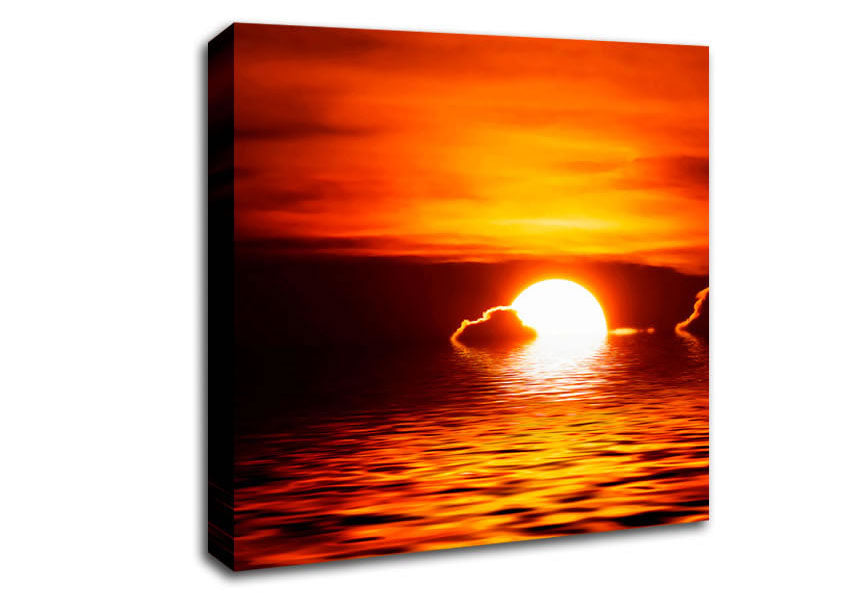 The Sun Falls In The Ocean Canvas Wall Art