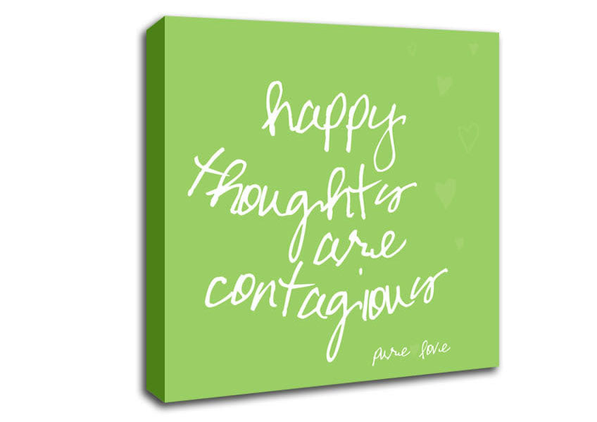 Love Quote Happy Thoughts Are Contagious Lime Green Canvas Wall Art