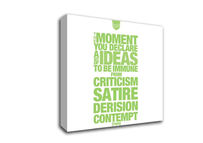 Motivational Quote Freedom Of Thought Lime Green Canvas Wall Art