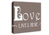 Love Quote Love Lives Here Vines Beige Canvas Wall Art