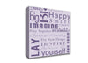 Home Quote Family Rules Be Happy Love Always Lilac Canvas Wall Art