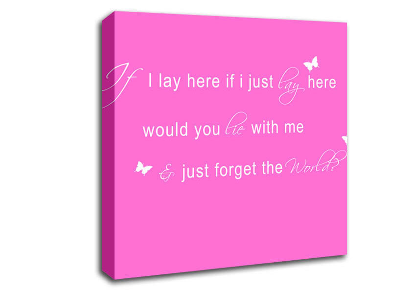 Music Quote If I Lay Here Snow Patrol 2 Vivid Pink Canvas Wall Art