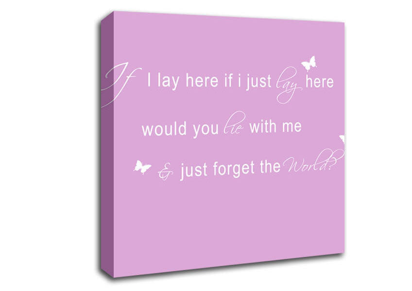 Music Quote If I Lay Here Snow Patrol 2 Pink Canvas Wall Art