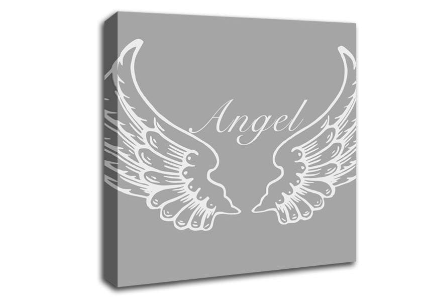 Angel Wings Grey White Canvas Wall Art