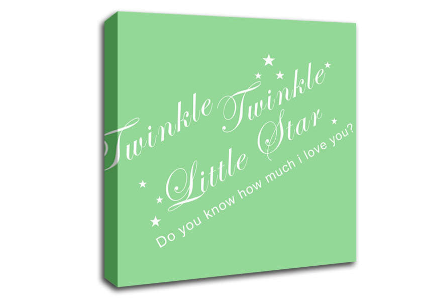 Nursery Quote Twinkle Twinkle Little Star 2 Green Canvas Wall Art