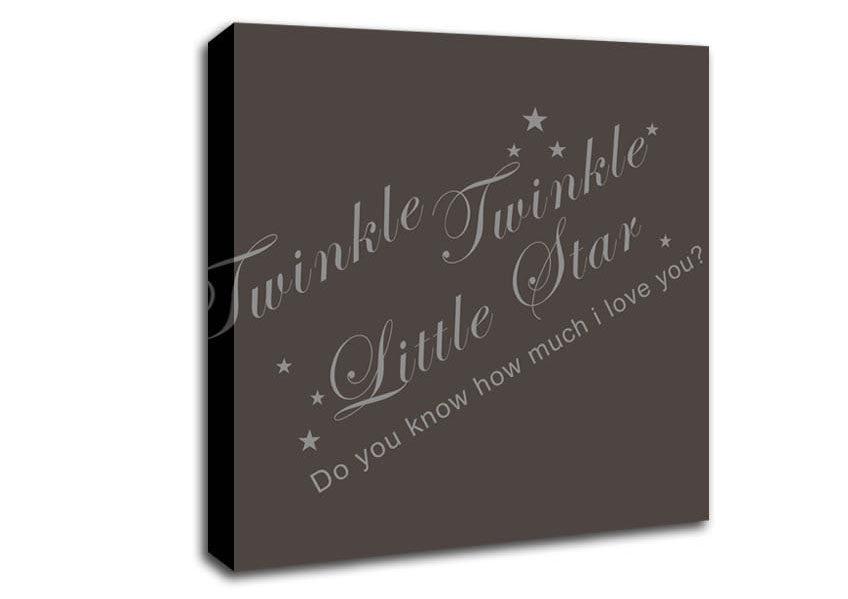 Nursery Quote Twinkle Twinkle Little Star 2 Chocolate Canvas Wall Art