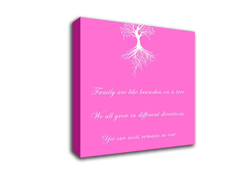 Family Quote Family Are Like Branches 2 Vivid Pink Canvas Wall Art