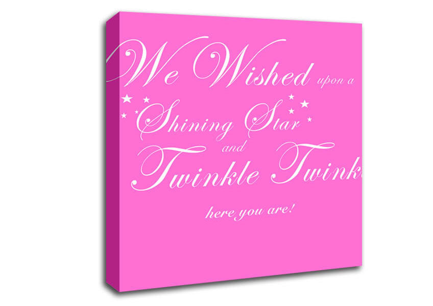 Nursery Quote We Wished Upon A Shining Star Vivid Pink Canvas Wall Art