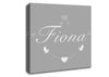 Your Name In Hearts Grey White Canvas Wall Art