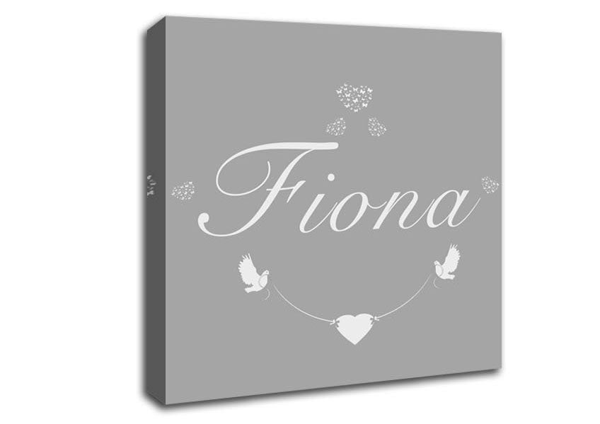 Your Name In Hearts Grey White Canvas Wall Art