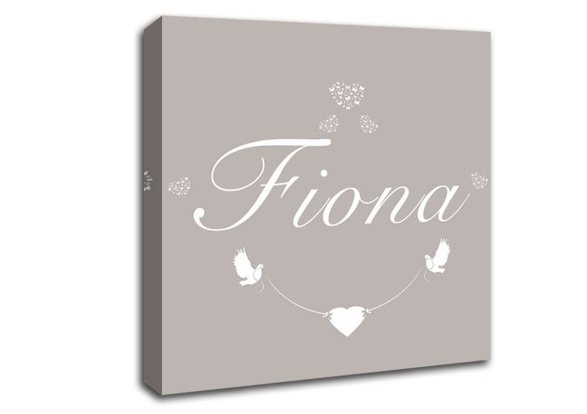 Your Name In Hearts Beige Canvas Wall Art