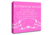 Bathroom Quote Bathroom Rules 2 Vivid Pink Canvas Wall Art