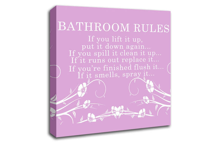 Bathroom Quote Bathroom Rules 2 Pink Canvas Wall Art