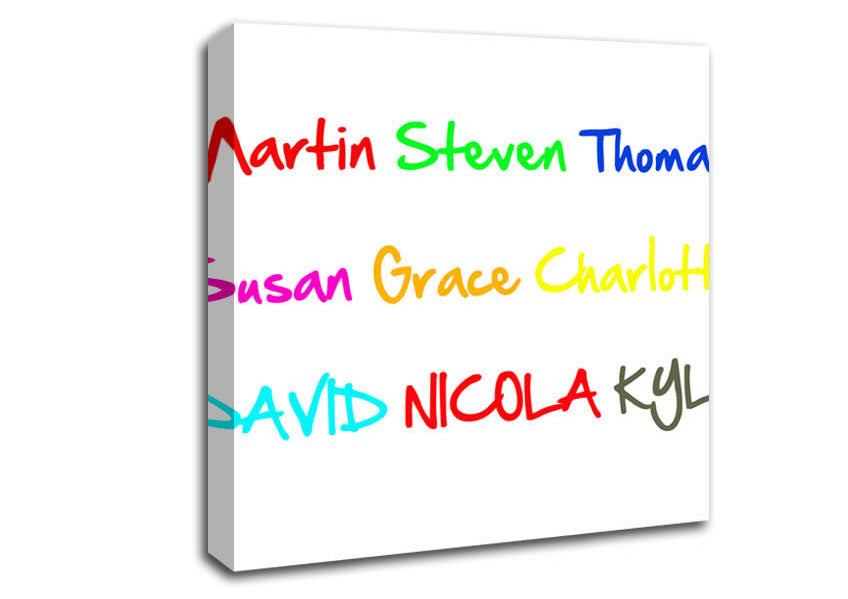 Your Name In A Choice Of Colours White Canvas Wall Art