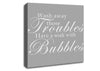 Bathroom Quote Wash Away Those Troubles Grey White Canvas Wall Art