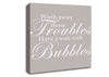 Bathroom Quote Wash Away Those Troubles Bubbles Beige Canvas Wall Art