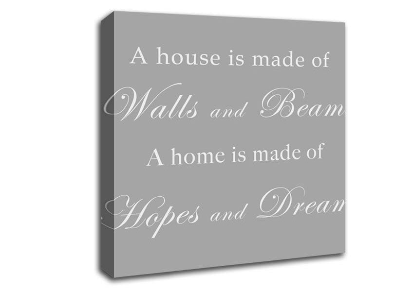 Home Quote Walls n Beams Hopes n Dreams Grey White Canvas Wall Art