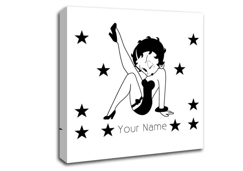 Betty Boop Your Name Stars White Canvas Wall Art