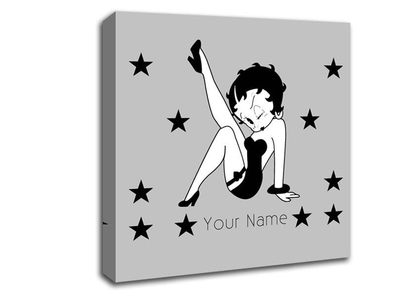 Girls Room Quote Betty Boop Your Name Stars Grey Canvas Wall Art