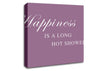 Bathroom Quote Happiness Is A Long Hot Shower Dusty Pink Canvas Wall Art