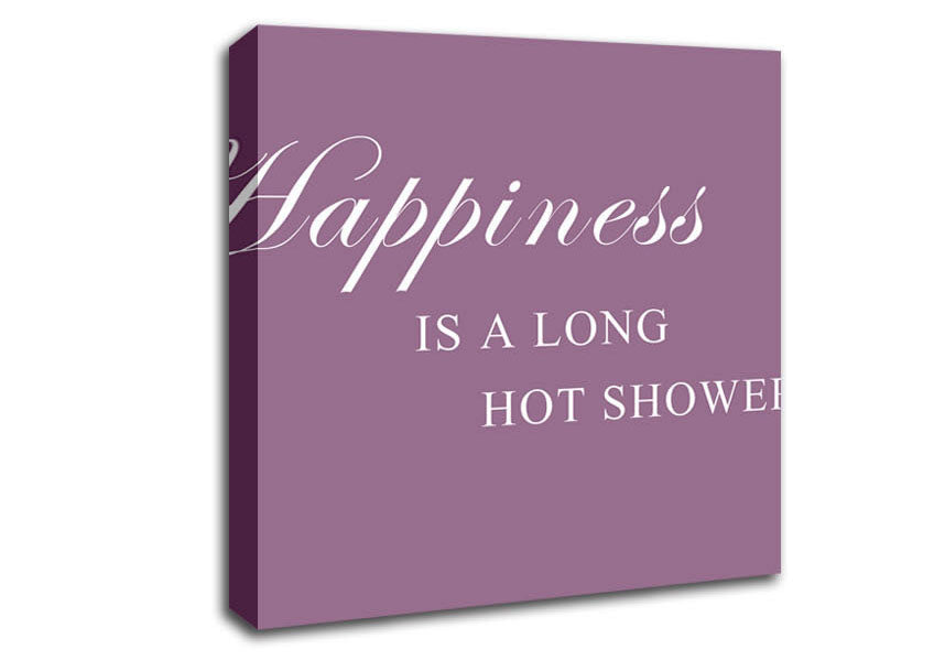 Bathroom Quote Happiness Is A Long Hot Shower Dusty Pink Canvas Wall Art