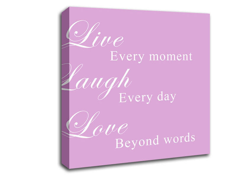 Love Quote Live Laugh Love Pink Canvas Wall Art
