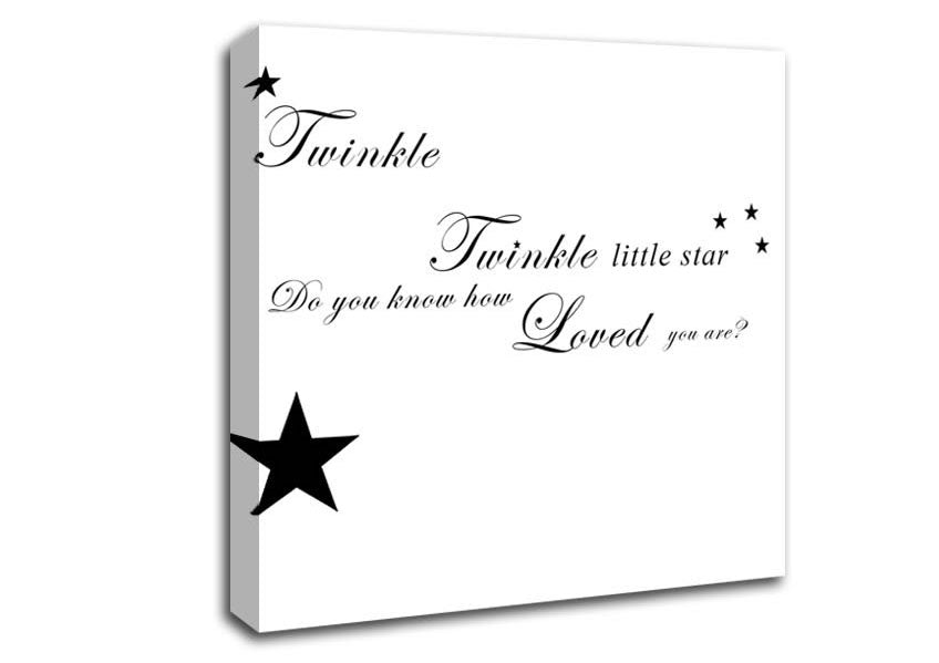 Nursery Quote Twinkle Twinkle Little Star 1 White Canvas Wall Art