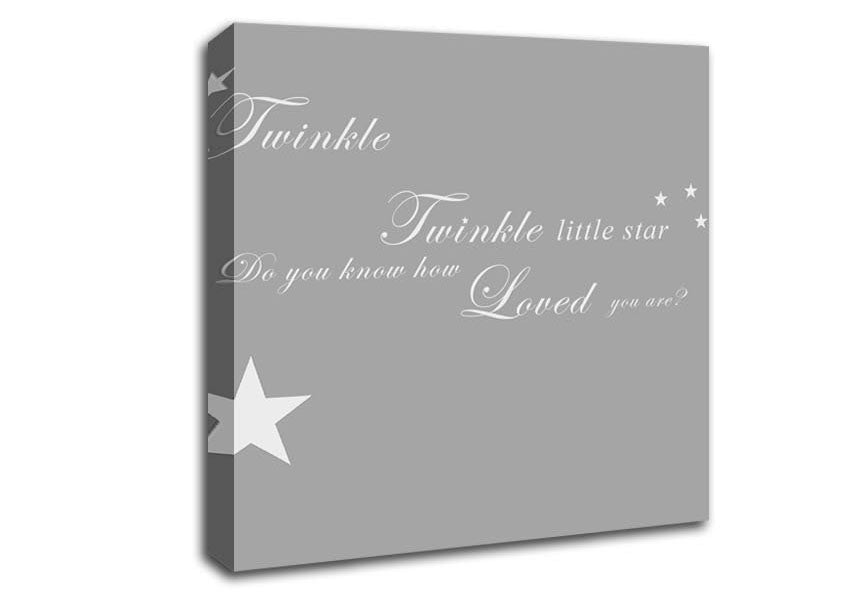 Nursery Quote Twinkle Twinkle Little Star 1 Grey White Canvas Wall Art
