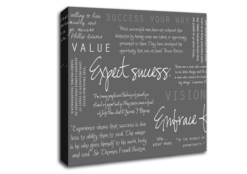 Work Hard Dream Big Expect Success Grey Canvas Wall Art