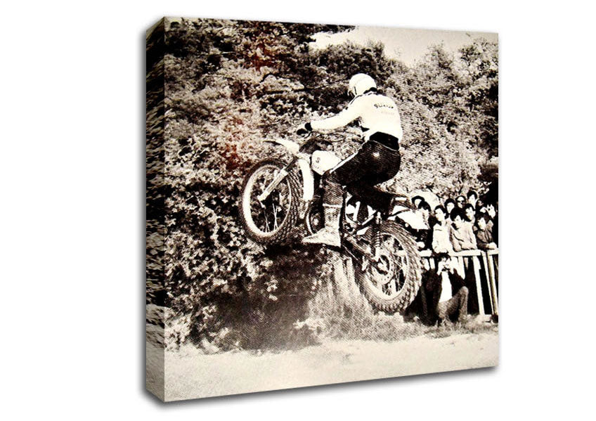Retro Motorcross Jump Canvas Wall Art