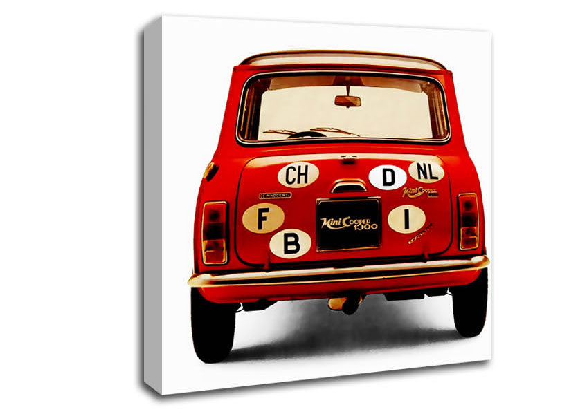 Mini Cooper Retro Rear Canvas Wall Art