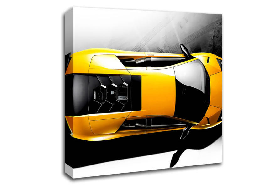 Lamborghini From Above Yellow Canvas Wall Art