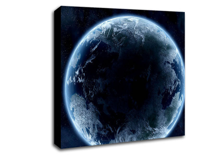 Planet Universe Blue Canvas Wall Art