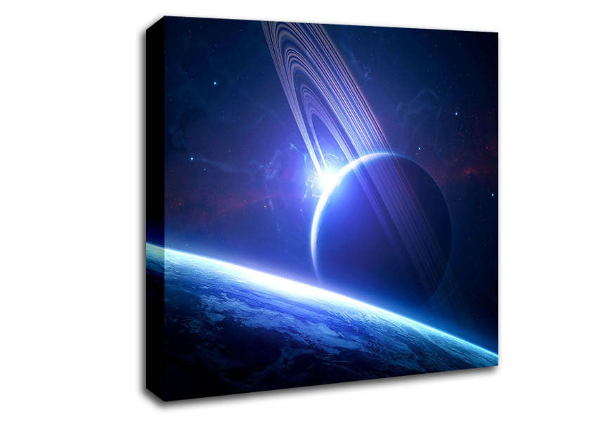 Planets Universe Blue Canvas Wall Art