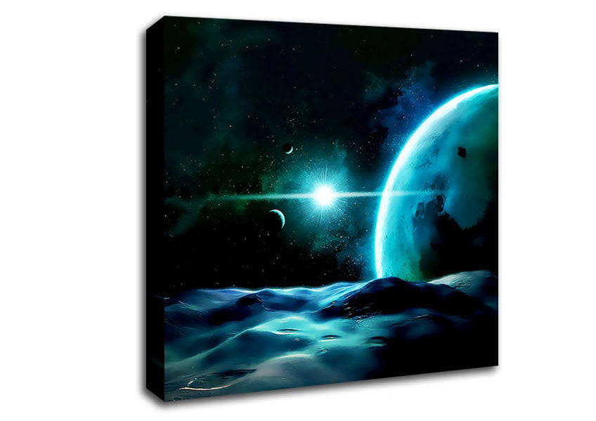 Green Star Planet Canvas Wall Art