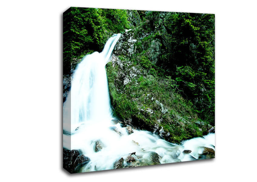 Mountain Waterfall Gush Canvas Wall Art